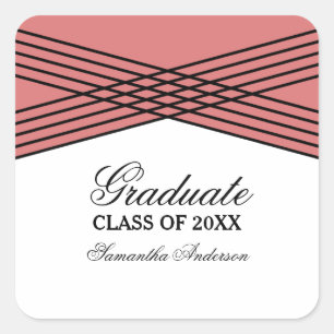 Elegant Deco Red Graduation Stickers