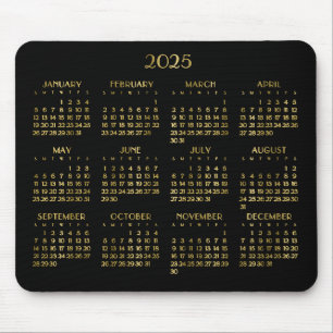 Elegant Deco Yearly Calendar 2025 Mouse Pad
