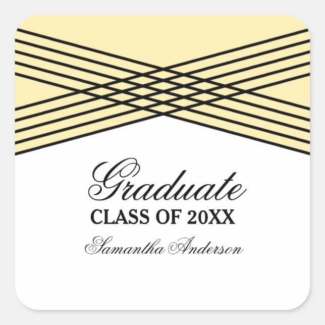 Elegant Deco Yellow Graduation Stickers (Front)