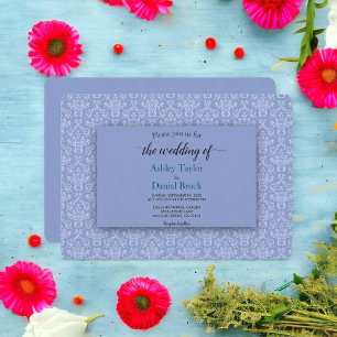 Elegant Decorative Damask Script Formal Wedding Invitation