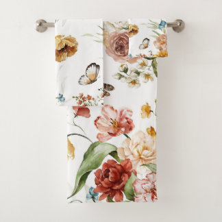 Elegant decorative floral patterned towel set 