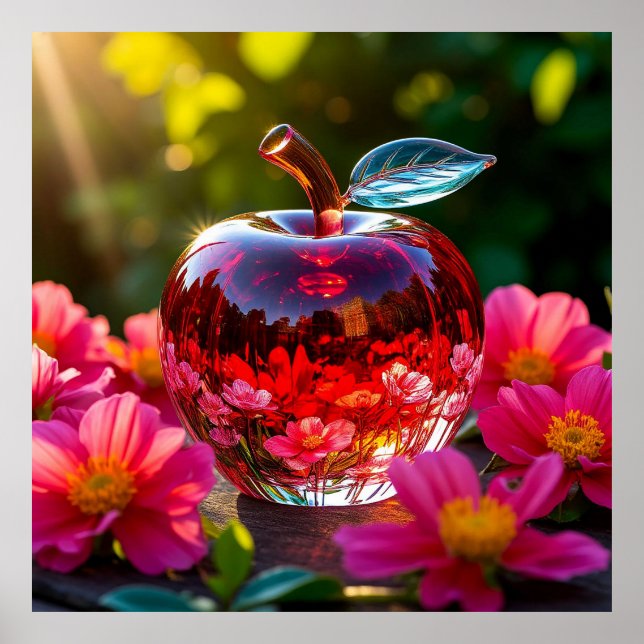 Elegant Decorative Glass Apple Poster (Front)