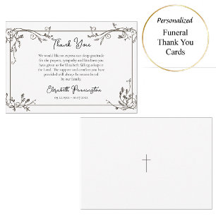 Elegant Decorative Leaves Scrolls Orthodox Funeral Thank You Card