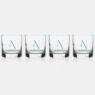 Elegant Decorative Monogramed Letter N Whiskey Glass