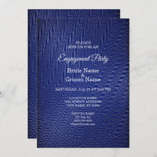 Elegant Decorative Navy Blue Engagement Invitation