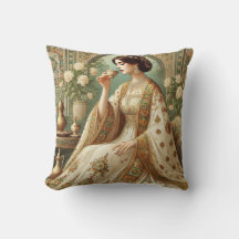 Elegant Decorative Pillow with Vintage Woman