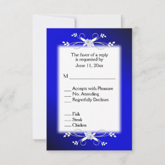 Elegant Deep Blue and Black RSVP with Menu