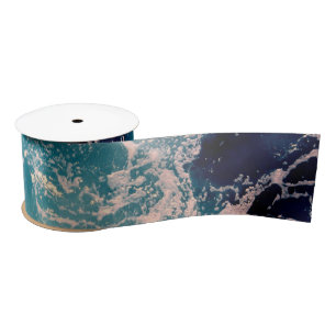 Elegant Deep Blue Ocean Waves Background Satin Ribbon