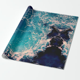Elegant  Deep Blue Ocean Waves Background Wrapping Paper