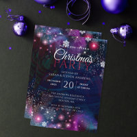 Elegant Deep Blue Pink Winter Wonderland Christmas