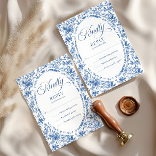 Elegant Deep Blue Roses French Toile RSVP