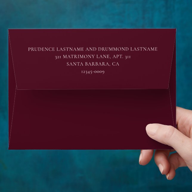 Elegant Deep Burgundy Classic Wedding Envelope (Hand)