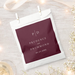 Elegant Deep Burgundy Classic Wedding Favour Bag