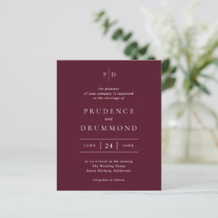 Elegant Deep Burgundy Classic Wedding Invitation