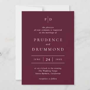 Elegant Deep Burgundy Classic Wedding Magnetic Invitation