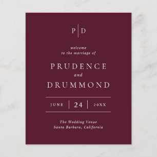 Elegant Deep Burgundy Classic Wedding Program Flyer