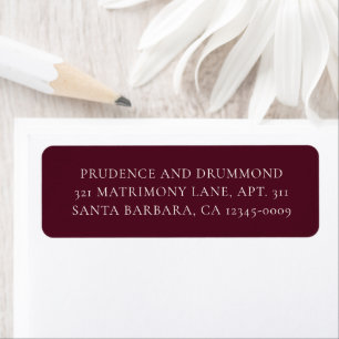 Elegant Deep Burgundy Classic Wedding Return Address Label