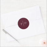 Elegant Deep Burgundy Classic Wedding Round Sticker<br><div class="desc">Classic style wedding stickers featuring a simple yet elegant design in a deep burgundy colour that is perfect for a fall wedding or a winter / Christmas wedding.</div>