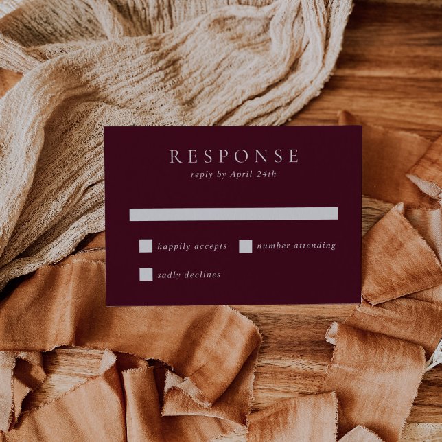Elegant Deep Burgundy Classic Wedding RSVP Card (Creator Uploaded)