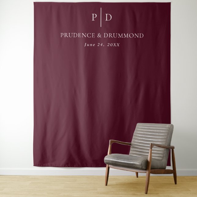 Elegant Deep Burgundy Classic Wedding Tapestry (In Situ)