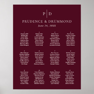 Elegant Deep Burgundy Wedding Seating Chart