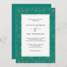 Elegant Deep Cyan Modern Casual Wedding Invitation