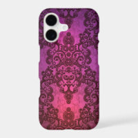 Elegant Deep Glowing Pink and Purple Damask