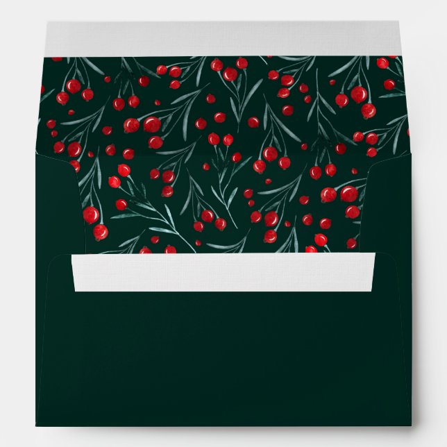 Elegant deep green christmas, luxury envelope (Back (Bottom))
