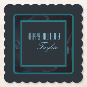 Elegant Deep Green Floral Design Accent Paper Coaster