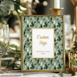 Elegant Deep Green Gold Eucalyptus Wedding Custom  Poster