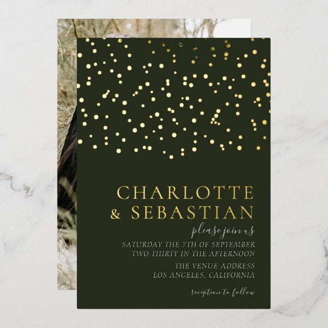 Elegant Deep Green Photo Wedding Personalised (Front/Back)