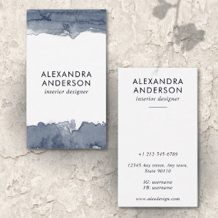 Elegant Deep Grey Watercolor Professional Minimal Business Card