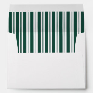 Elegant Deep Hunter Green Stripes Wedding Envelope