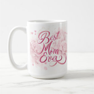 Elegant Deep Pink Floral Best Mum Ever Coffee Mug