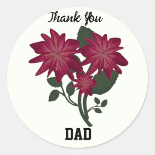 Elegant Deep Pink Floral Illustration Botanical Classic Round Sticker