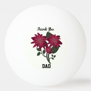 Elegant Deep Pink Floral Illustration Botanical Ping Pong Ball