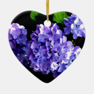Elegant deep purple floral flowers hydrangea ceramic ornament