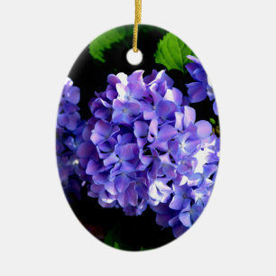 Elegant deep purple floral flowers hydrangea ceramic tree decoration