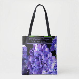 Elegant deep purple floral periwinkle hydrangeas tote bag