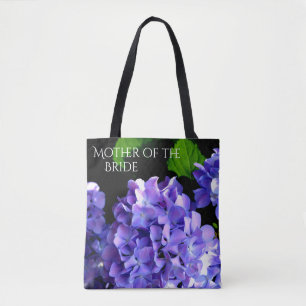 Elegant deep purple floral periwinkle hydrangeas tote bag