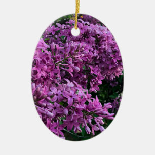 Elegant deep purple magenta florals flowers lilacs ceramic ornament