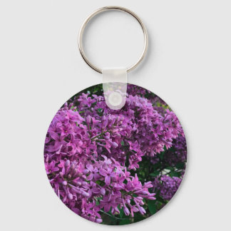 Elegant deep purple magenta florals flowers lilacs key ring