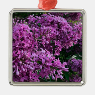 Elegant deep purple magenta florals flowers lilacs metal ornament