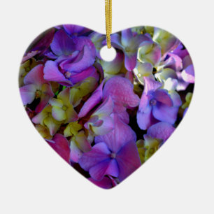 Elegant deep purple pink magenta floral hydrangeas ceramic ornament