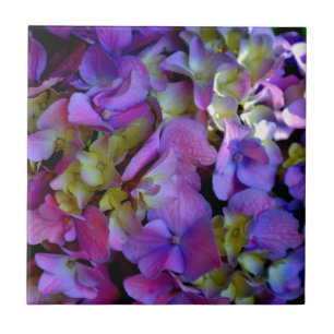 Elegant deep purple pink magenta floral hydrangeas ceramic tile