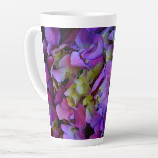 Elegant deep purple pink magenta floral hydrangeas latte mug