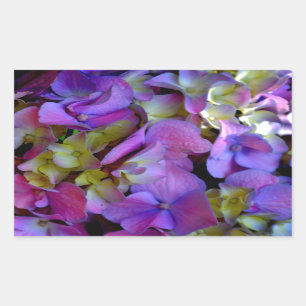 Elegant deep purple pink magenta floral hydrangeas rectangular sticker