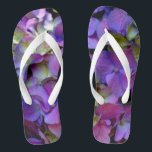 Elegant deep purple pink magenta floral hydrangeas thongs<br><div class="desc">Very pretty purple hydrangeas with a touch of pinks and yellows. Perfect for spring, summer, or fall events. Beautiful purple hydrangeas for country, boho, garden, and floral theme occasions. To get started changing names and event details, click on "Personalize this template" and edit the wording in the template boxes. To...</div>