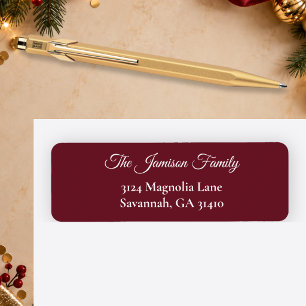 Elegant Deep Red Family Return Address Label
