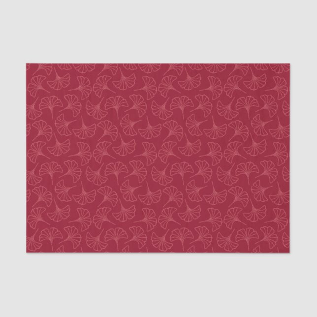 Elegant Deep Red Japanese Ginkgo Leaves Tissue Paper (Front)